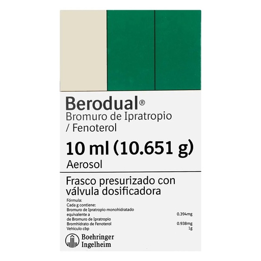 [3176] BERODUAL AEROSOL BUCAL 0.394/0.938 MG/G C/10 ML (10.651 G) BROMURO DE IPRATROPIO FENOTEROL LAB BOEHRINGER