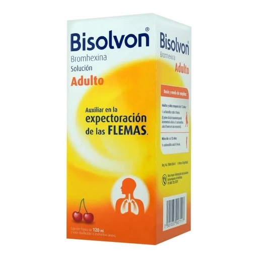 [3188] BISOLVON ADULTO SOL ORAL 8 MG/5 ML FCO C/120 ML SABOR CEREZA BROMHEXINA LAB SANFER
