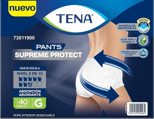 [3190] TENA PANTS SUPREME PROTECT C/40 PZAS TALLA GRANDE ROPA INTERIOR DESECHABLE ESSITY