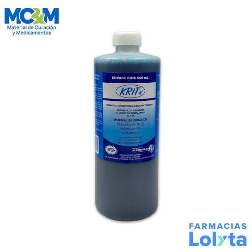 [525] KRIT 500 ML CLORURO DE BENZALCONIO AL 12% DESINFECTANTE DE INSTRUMENTAL QUIRURGICO ALTAMIRANO