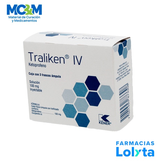 [2469] KETOPROFENO SOL INY 100 MG C/3 AMP TRALIKEN IV LAB KENER