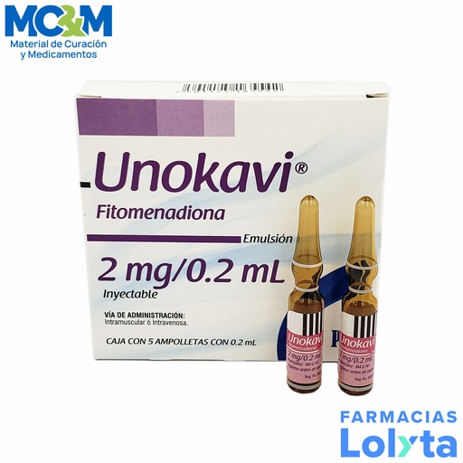 [2013] FITOMENADIONA SOL INY 2 MG/0.2 ML C/5 AMP UNOKAVI LAB PISA