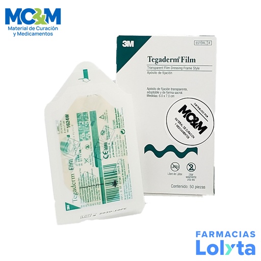 [2731] TEGADERM FILM 6 X 7 CM C/50 PZAS APOSITO DE FIJACION TRANSPARENTE REF 1624W 3M