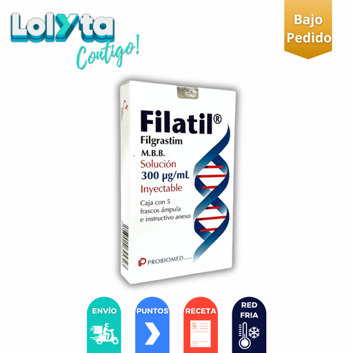 [1346] FILATIL SOL INY 300 MCG/ML C/5 AMP FILGRASTIM LAB PROBIOMED (RF)