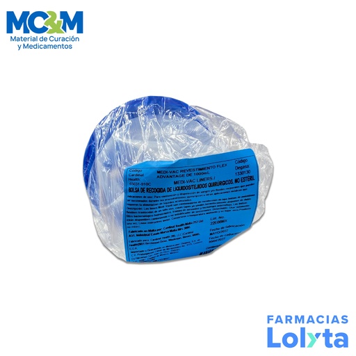 [1011] BOLSA MEDIVAC 1000 ML PARA RECOLECCION DE LIQUIDOS/TEJIDOS AZUL CARDINAL HEALTH