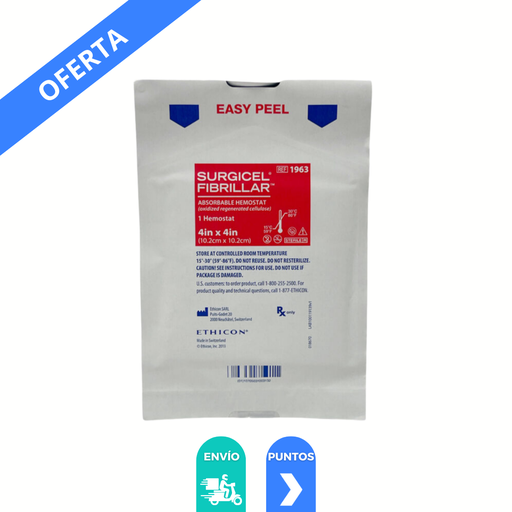 [773] SURGICEL FIBRILLAR 10.2 X 10.2 CM HEMOSTATICO ABSORBIBLE (CELULOSA REGENERADA OXIDADA) REF 1963 ETHICON J&J