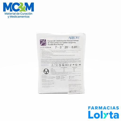 [2869] CATETER DE CATERIZACION VENOSA CENTRAL 7 FR 3 LUM 20CM ARROW