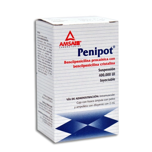 [1511] BENCILPENICILINA PROCAINICA CON BENCILPENICILINA CRISTALINA SOL INY 400 000 UI PENIPOT LAB AMSA