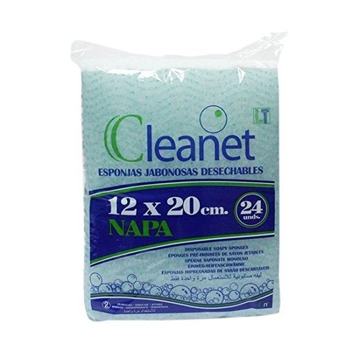 [3518] ESPONJA JABONOSA MONOUSO 12 X 20 CM PARA BAÑO CORPORAL CLEANET NAPA