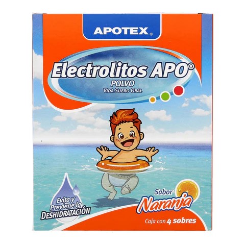 [3521] ELECTROLITOS APO POLVO 27.9 G C/SOBRES SABOR NARANJA VIDA SUERO ORAL LAB APOTEX