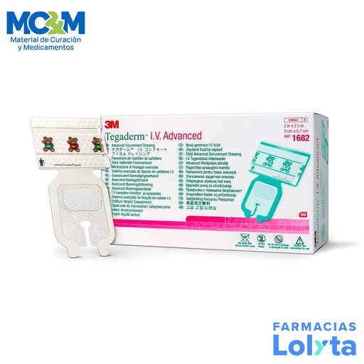 [861] TEGADERM IV ADVANCED 5 X 5.7 CM APOSITO DE FIJACION PEDIATRICO C/100 PZAS REF 1682 3M (OSITOS)