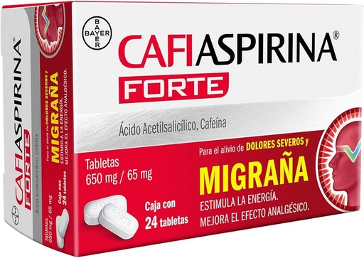 [3550] CAFIASPIRINA FORTE 650/65 MG C/24 TAB ACIDO ACETILSALICILICO CAFEINA LAB BAYER