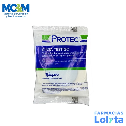 [241] CINTA TESTIGO PARA ESTERILIZACION EN VAPOR 18 MM X 50 M PROTEC DEGASA 0511010