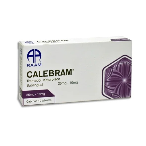 [3586] TRAMADOL KETOROLACO 25/10 MG C/4 TAB SUBLINGUAL CALEBRAM LAB RAAM