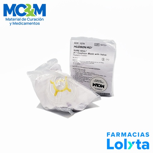 [3720] MASCARILLA PARA ANESTESIA #2 PEDIATRICA AMARILLA REF 1279 HUDSON
