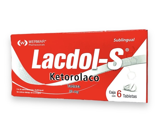 [3604] KETOROLACO 30 MG C/6 TAB SUBLINGUAL LACDOL-S LAB WERMAR
