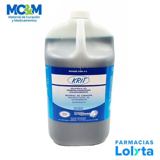[2796] KRIT 4 L CLORURO DE BENZALCONIO AL 12% DESINFECTANTE DE INSTRUMENTAL QUIRURGICO ALTAMIRANO