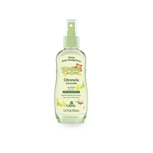 [3622] SPRAY ANTI-MOSQUITOS RICITOS DE ORO C/100 ML CITRONELLA HIPOALERGENICO LAB GRISI