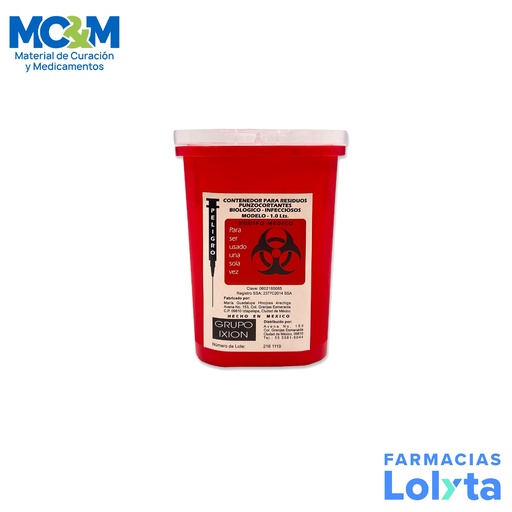 [269] CONTENEDOR DESECHABLE P/PUNZOCORTANTES 1 LT IXION
