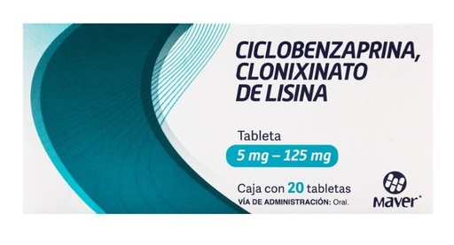 [3738] CICLOBENZAPRINA CLONIXINATO DE LISINA 5/125 MG C/20 TAB LAB MAVER