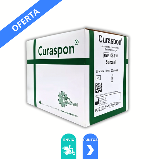 [3757] ESPONJA DE GELATINA HEMOSTATICA ABSORBIBLE 80 X 50 X 10 MM REF CS-010 CURASPON CURAMEDICAL (SPONGOSTAN)