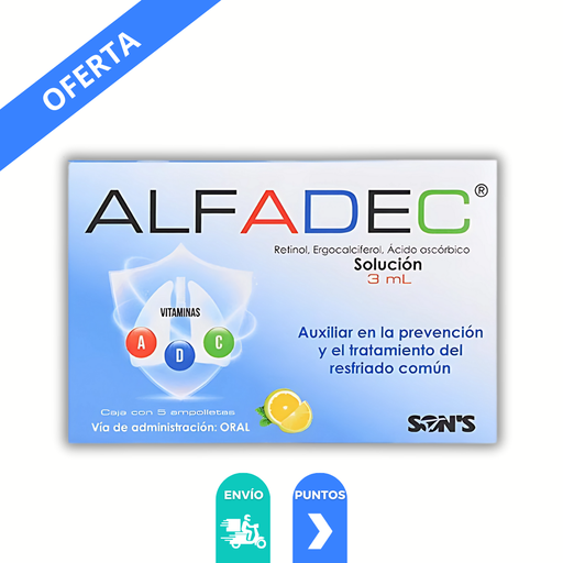 [3765] RETINOL ERGOCALCIFEROL ACIDO ASCORBICO SOL ORAL 3.3/0.03/491.09/8.56 MG/3 ML C/5 AMP ALFADEC LAB SONS