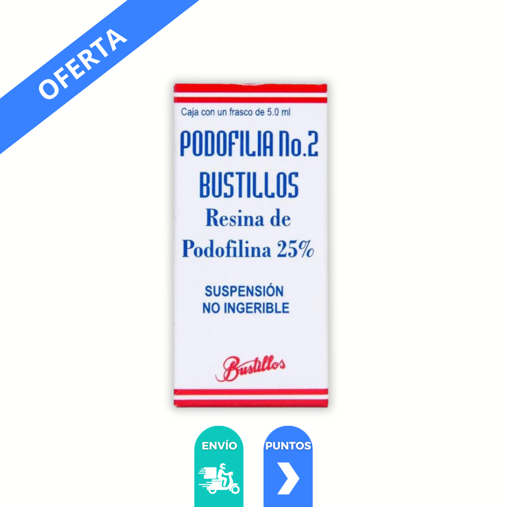 PODOFILIA NO. 2 SUSPENSION TOPICA 25% C/5 ML RESINA DE PODOFILINA LAB ...