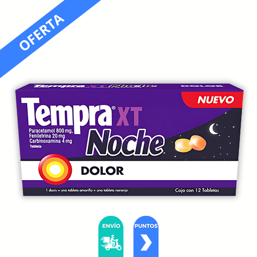 [3812] TEMPRA XT NOCHE 800/20/4 MG C/12 TAB PARACETAMOL FENILEFRINA CARBINOXAMINA LAB LAB RB SALUTE