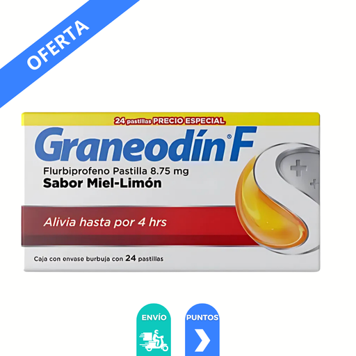 [3969] GRANEODIN F 8.75 MG C/24 PASTILLAS SABOR MIEL LIMON FLURBIPROFENO LAB RECKITT
