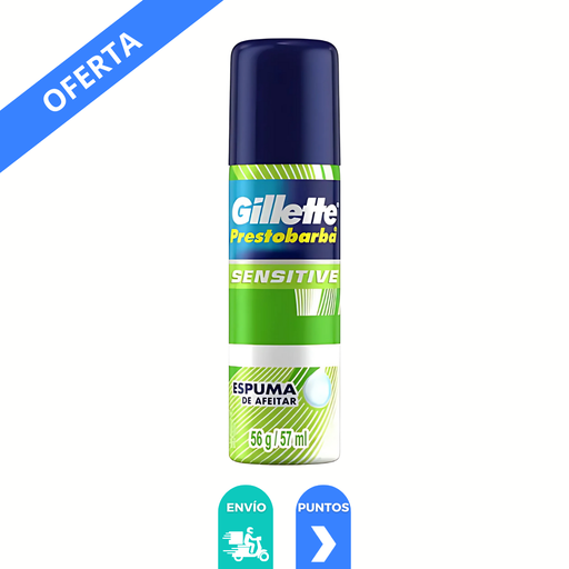 [3993] ESPUMA DE AFEITAR 56 G/57 ML GILLETTE PRESTOBARBA SENSITIVE P&G
