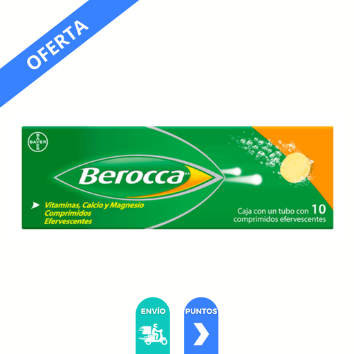 [1911] BEROCCA C/10 COMPRIMIDOS EFERVESCENTES VITAMINAS CALCIO MAGNESIO LAB BAYER