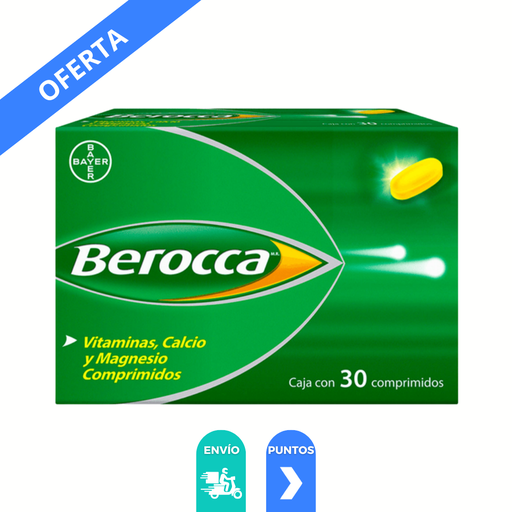 [2040] BEROCCA C/30 COMPRIMIDOS EFERVESCENTES VITAMINAS CALCIO MAGNESIO LAB BAYER