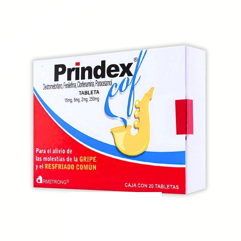 PRINDEX 15/5/2/250 MG C/20 TAB DEXTROMETORFANO FENILEFRINA CLORFENAMINA ...