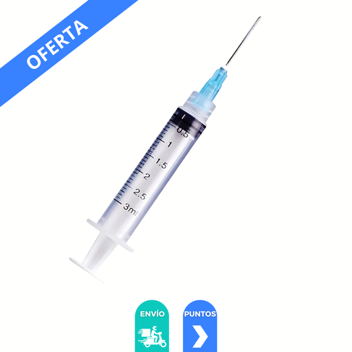 [2377] JERINGA 3 ML 23 G X 25 MM C/A PIEZA AZUL AMBIDERM