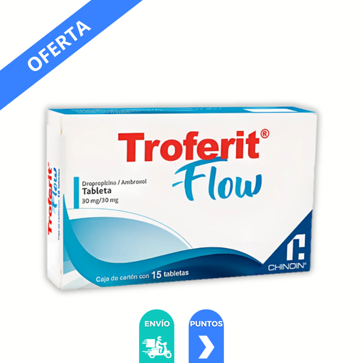 [4132] TROFERIT FLOW 30/30 MG C/15 TAB DROPROPIZINA AMBROXOL LAB CHINOIN