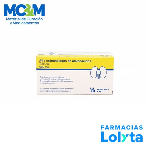 [2091]  KETOSTERIL 630 MG C/100 TAB ALFA CETOANALOGOS DE AMINOACIDOS  LAB FRESENIUS