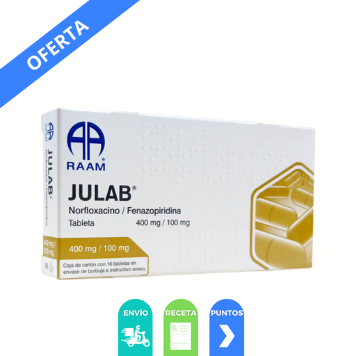[4193] NORFLOXACINO FENAZOPIRIDINA 400/100 MG C/16 TAB JULAB LAB RAAM