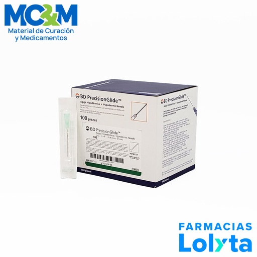 [3035] AGUJA HIPODERMICA 21G X 32 MM C/100 VERDE BD