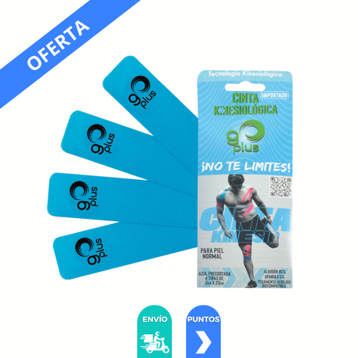 [4269] CINTA KINESIOLOGICA 5 X 25 CM C/4 TIRAS AZUL GO PLUS