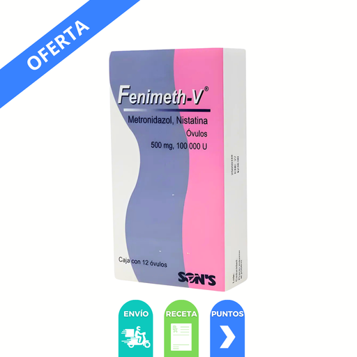 [4285] METRONIDAZOL NISTATINA 500 MG/100 000 UI C/12 OVULOS FENIMETH-V LAB SONS