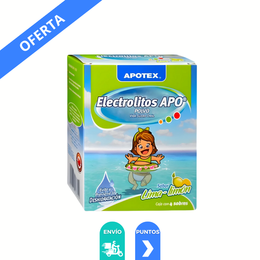 [4309] ELECTROLITOS APO POLVO 27.9 G C 4/SOBRES SABOR LIMON VIDA SUERO ORAL LAB APOTEX