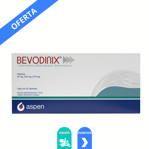 [4314] BEVONIDIX 25/215/0.75 MG C/20 CAP INDOMETACINA METOCARBAMOL BETAMETASONA LAB ASPEN