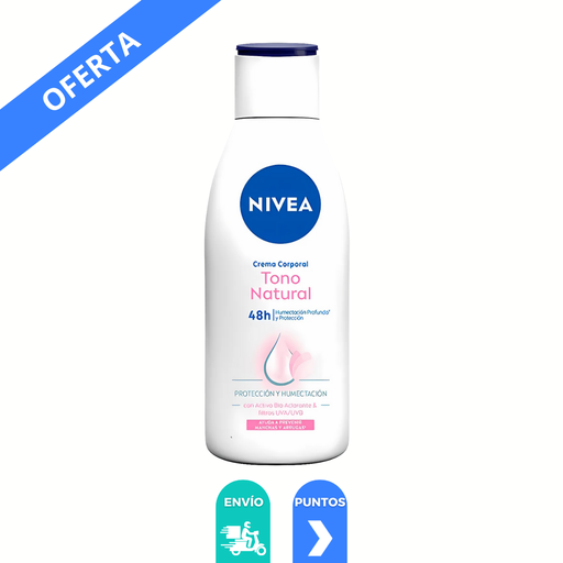 [4329] CREMA CORPORAL NIVEA 220 ML TONO NATURAL CON ACTIVOS BIO ACLARANTE FILTROS UVA/UVB BEIERSDORF