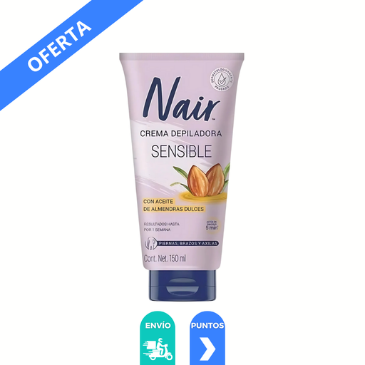 [4410] CREMA DEPILADORA SENSIBLE 150 ML CON ACEITE DE ALMENDRAS DULCES NAIR LAB CHURCH&DWIGHT