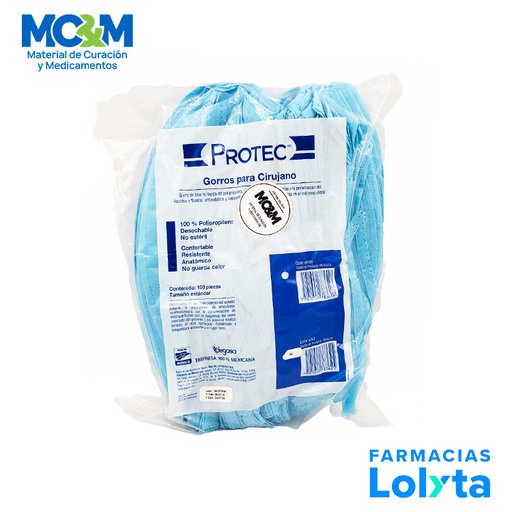 [3397] GORRO PARA CIRUJANO POLIPROPILENO AZUL C/100 PZAS PROTEC DEGASA 0836580