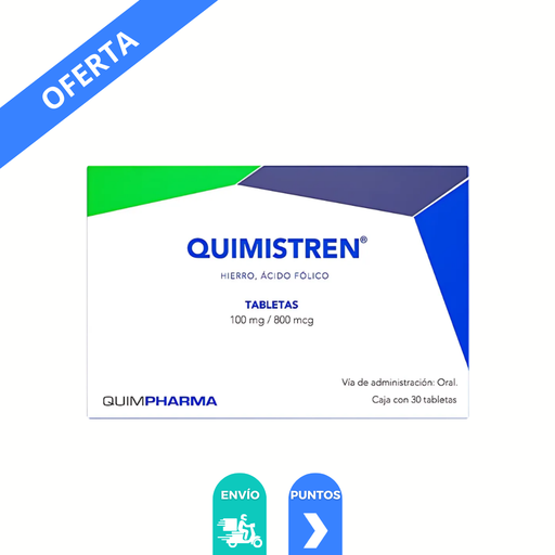 [4476] HIERRO ACIDO FOLICO 100 MG/800 MCG C/30 TAB QUIMISTREN LAB QUIMPHARMA