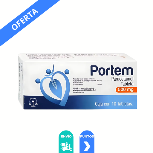 [4120] PARACETAMOL 500 MG C/10 TAB PORTEM LAB BRULUART