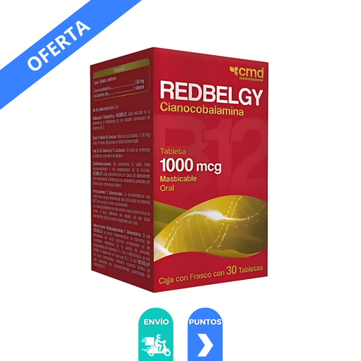 [4562] CIANOCOBALAMINA 1000 MCG C/30 TAB MASTICABLES REDBELGY LAB BIOFARMA NATURAL CMD