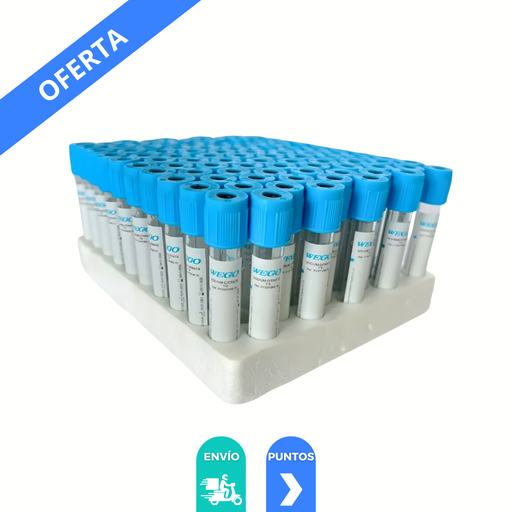 [45] TUBO PARA RECOLECCION DE MUESTRA DE SANGRE 2.7 ML AZUL 100 PZAS C/CITRATO DE SODIO (TIPO VACUTAINER) REF P130753ML-B WEGO