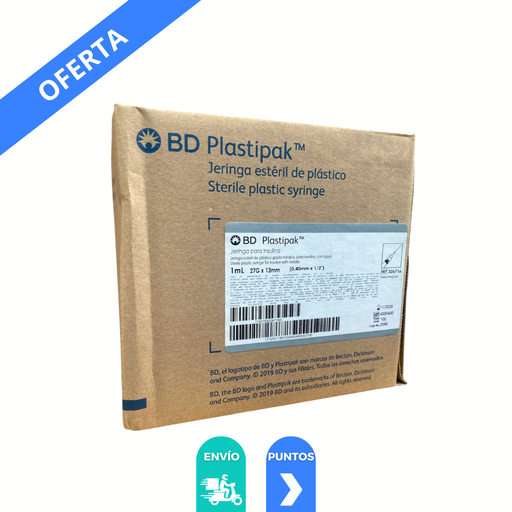 [4684] JERINGA PARA INSULINA 1 ML 27 X 13 C/A C/100 PZAS GRIS REF 326716 PLASTIPAK BD